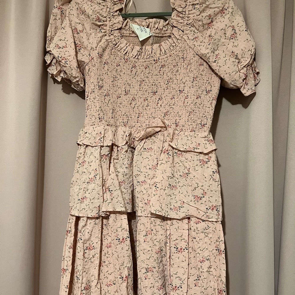 Floral Pink Smocked Dress
